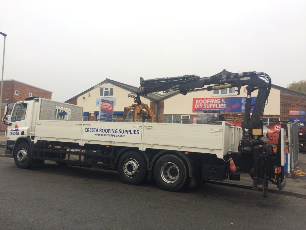 Large Delivery Lorry with crane arm